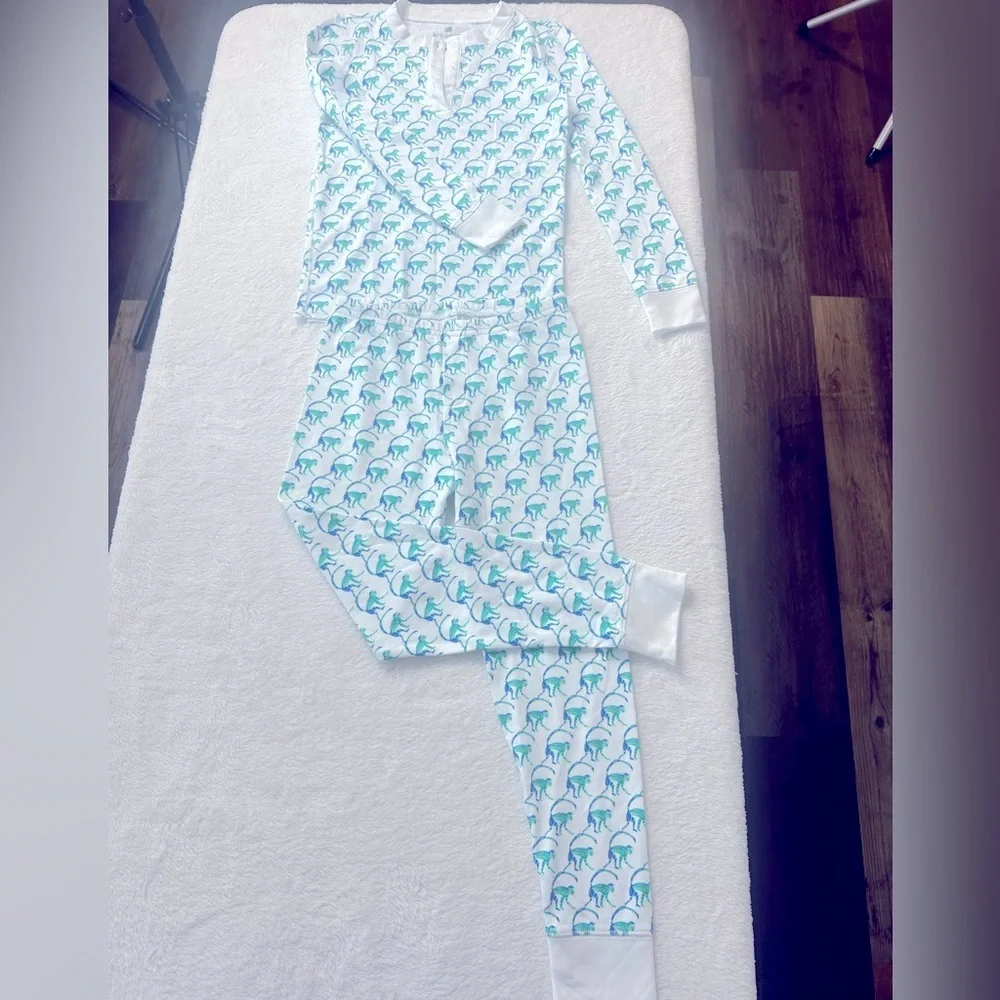 Kids Dinosaur Pajamas - Blue and White
